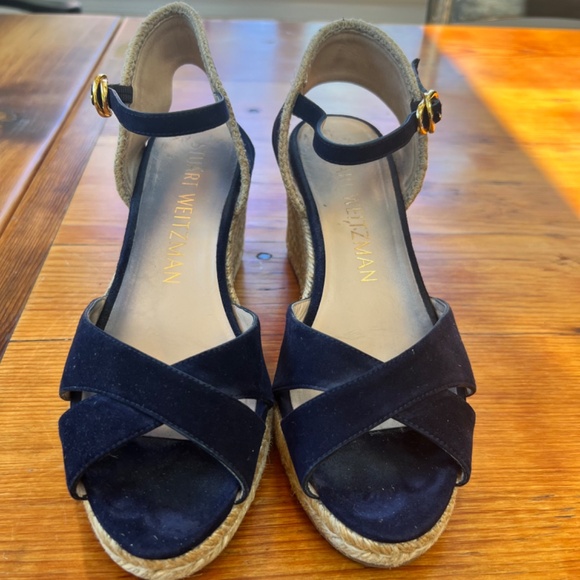 Stuart Weitzman Shoes - Stuart Weitzman Mirela Espadrille Sandal Navy Blue Suede Size 8 Good Condition